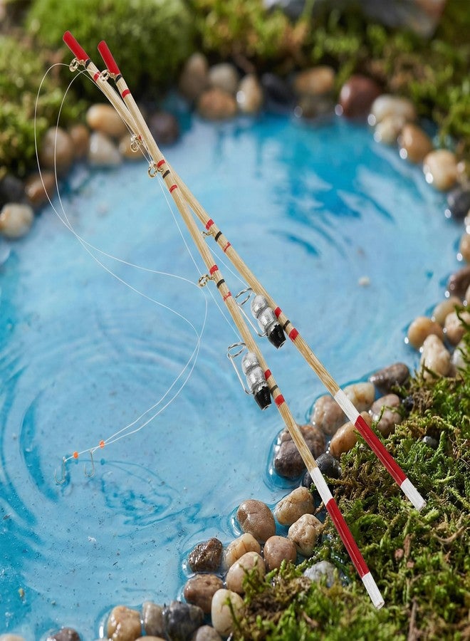 Toddmomy Miniature Fishing Pole, 2Pcs Mini Fishing Rod Model Dollhouse Fairy Harden Landscape Decoration - Image 5